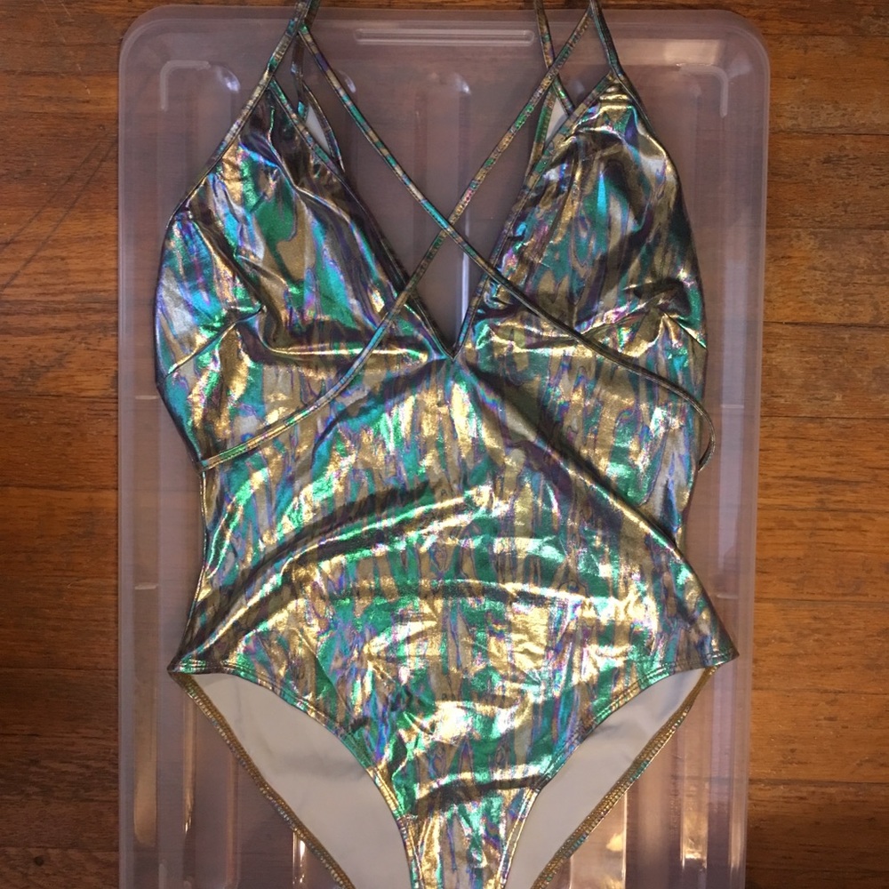 Shiny rainbow metallic zenon bodysuit